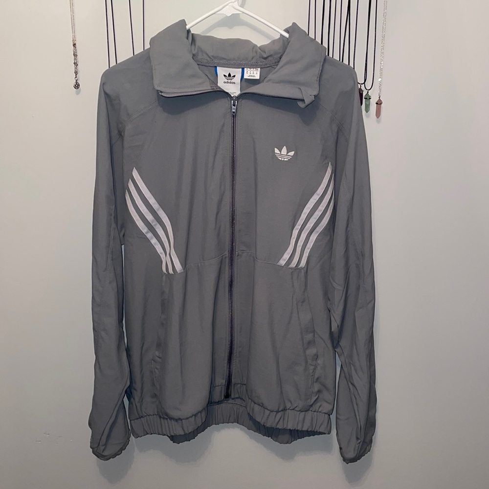 Durable Grey adidas windbreaker jacket